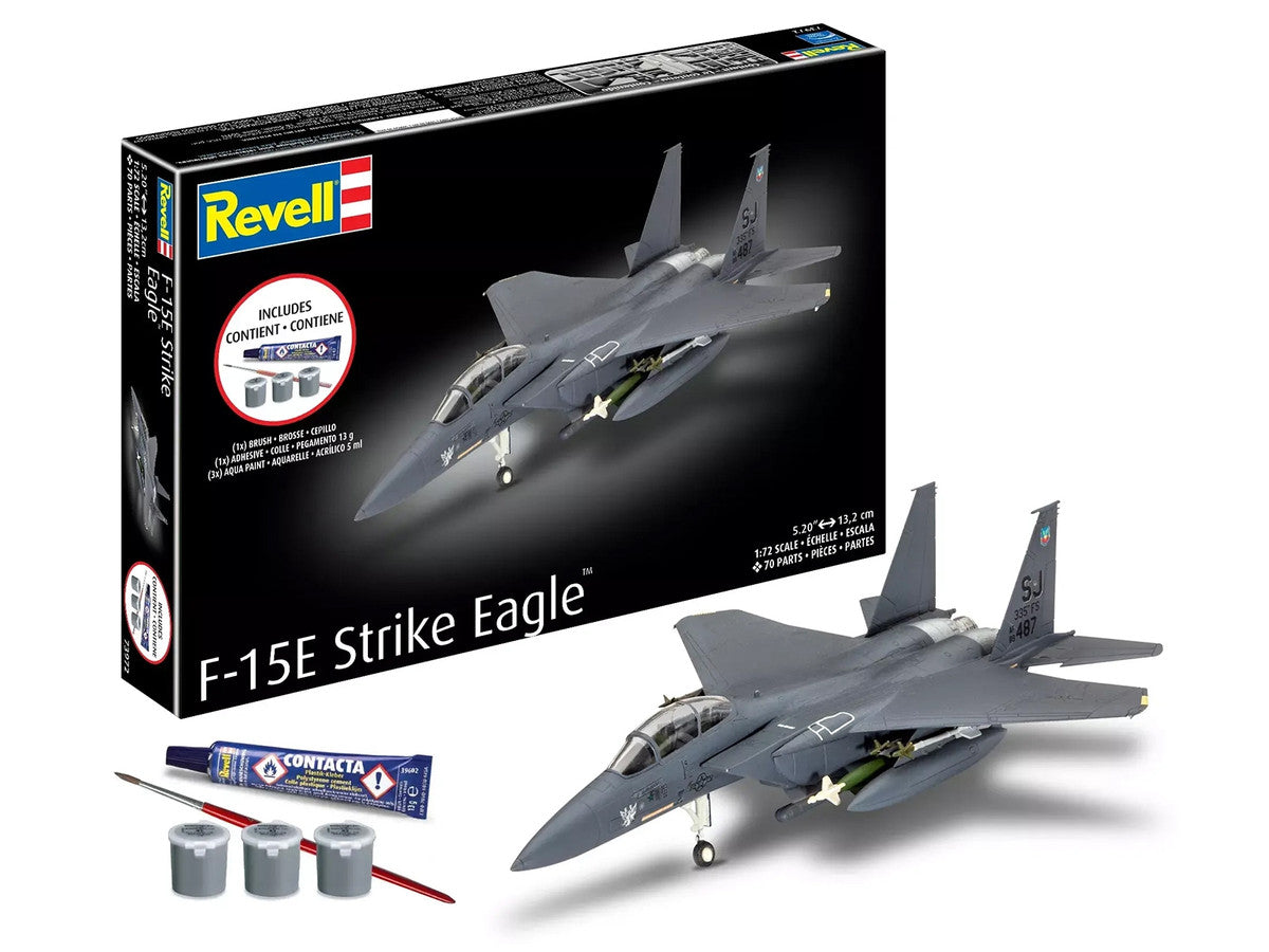 Level 4 Model Kit F-15E Strike Eagle Aircraft All-Included Kit 1/72 Scale Model by Revell Revell