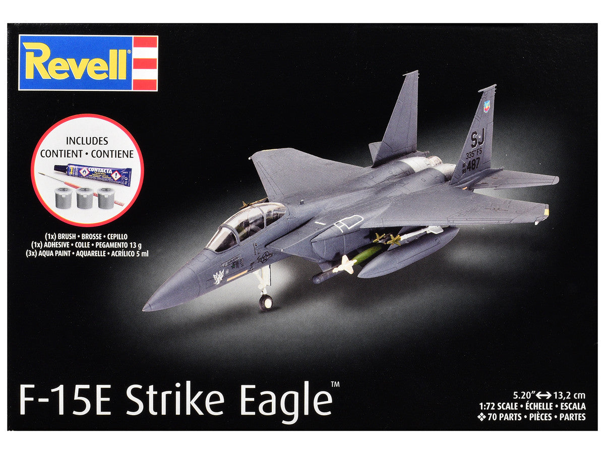 Level 4 Model Kit F-15E Strike Eagle Aircraft All-Included Kit 1/72 Scale Model by Revell Revell