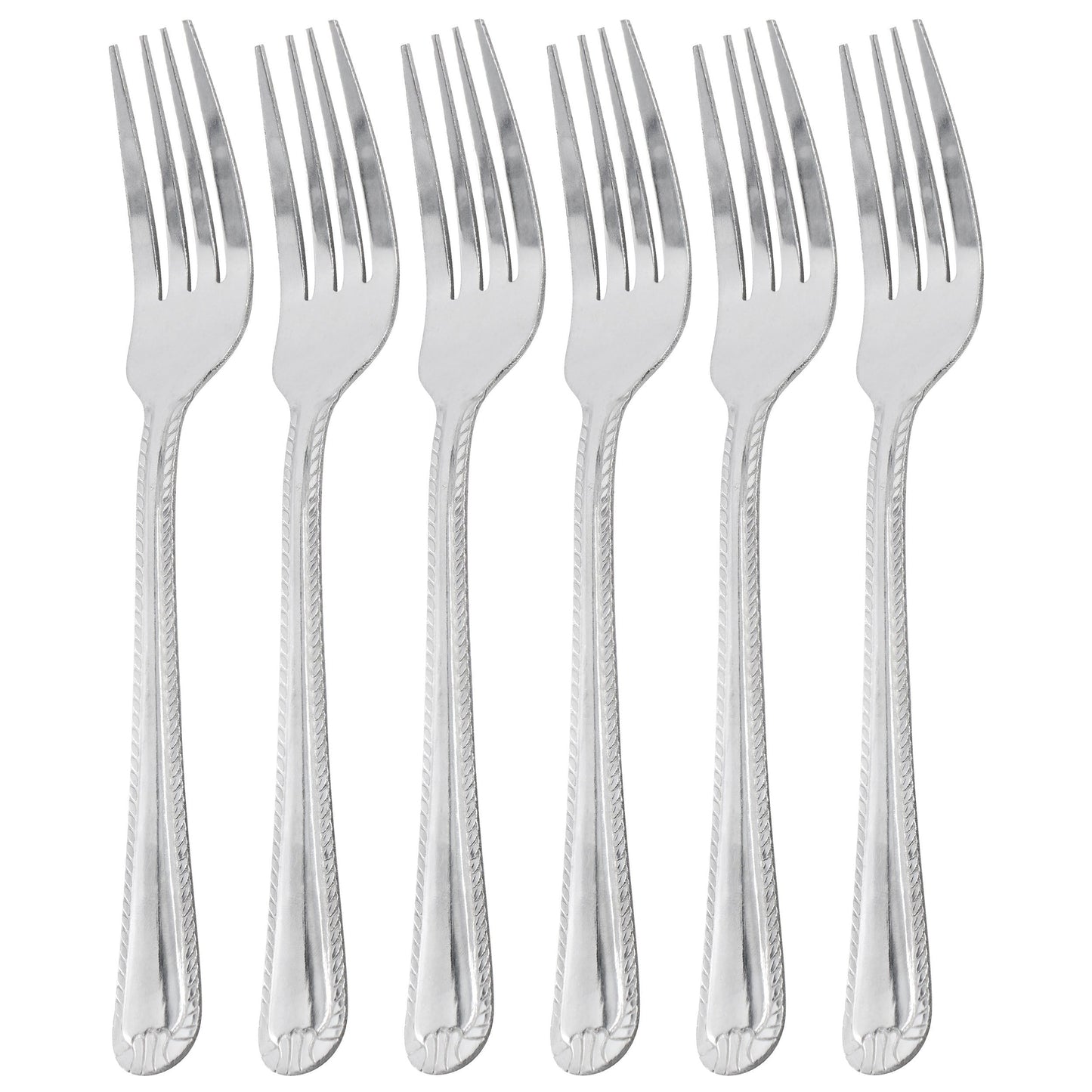 Gibson Home Tustin 6 Piece Stainless Steel Dinner Fork Flatware Set in Silver W2B