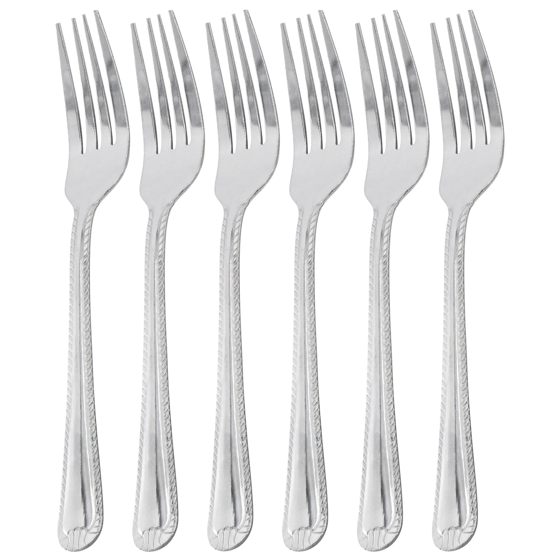 Gibson Home Tustin 6 Piece Stainless Steel Dinner Fork Flatware Set in Silver W2B