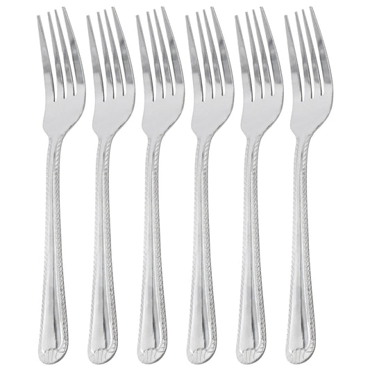 Gibson Home Tustin 6 Piece Stainless Steel Dinner Fork Flatware Set in Silver W2B