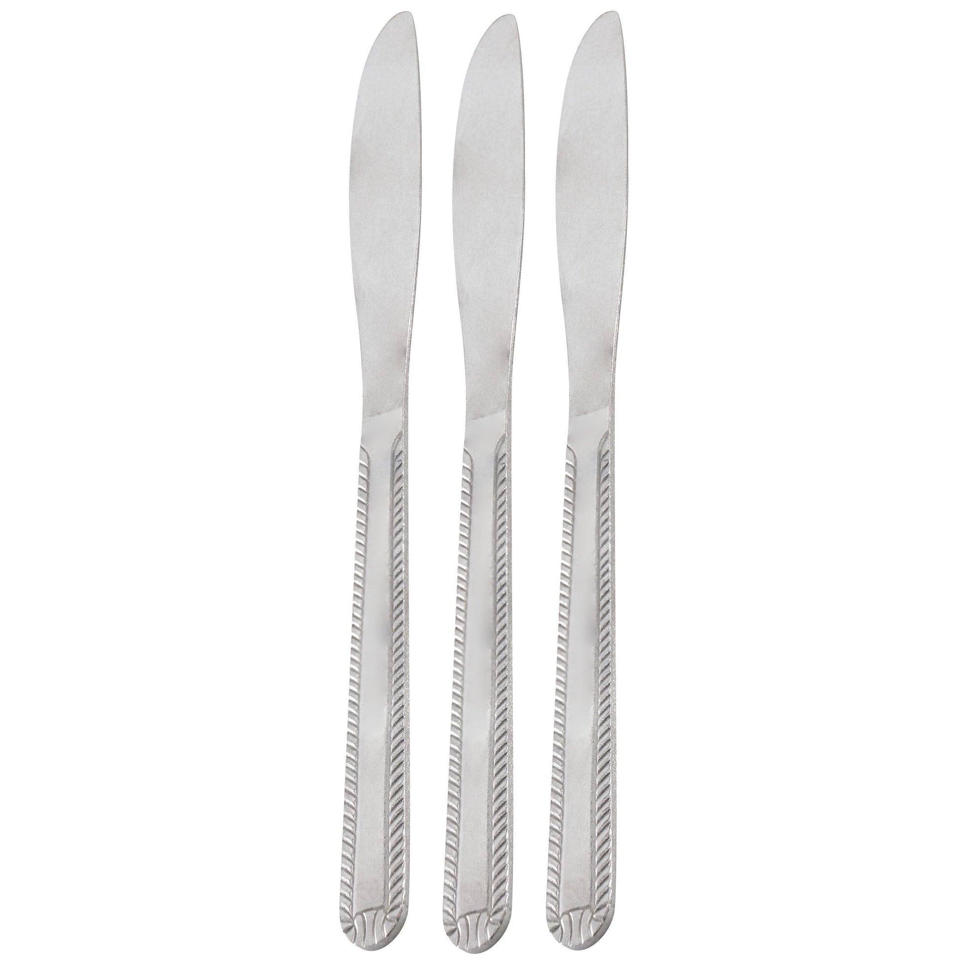 Gibson Home Tustin 3 Piece Stainless Steel Dinner Knife Flatware Set in Silver W2B