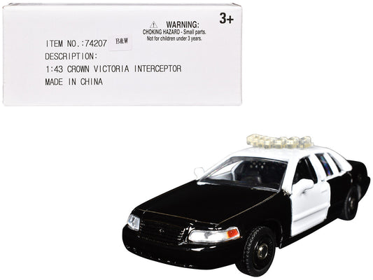Ford Crown Victoria Police Interceptor Black and White 1/43 Diecast Model Car by Motormax-0
