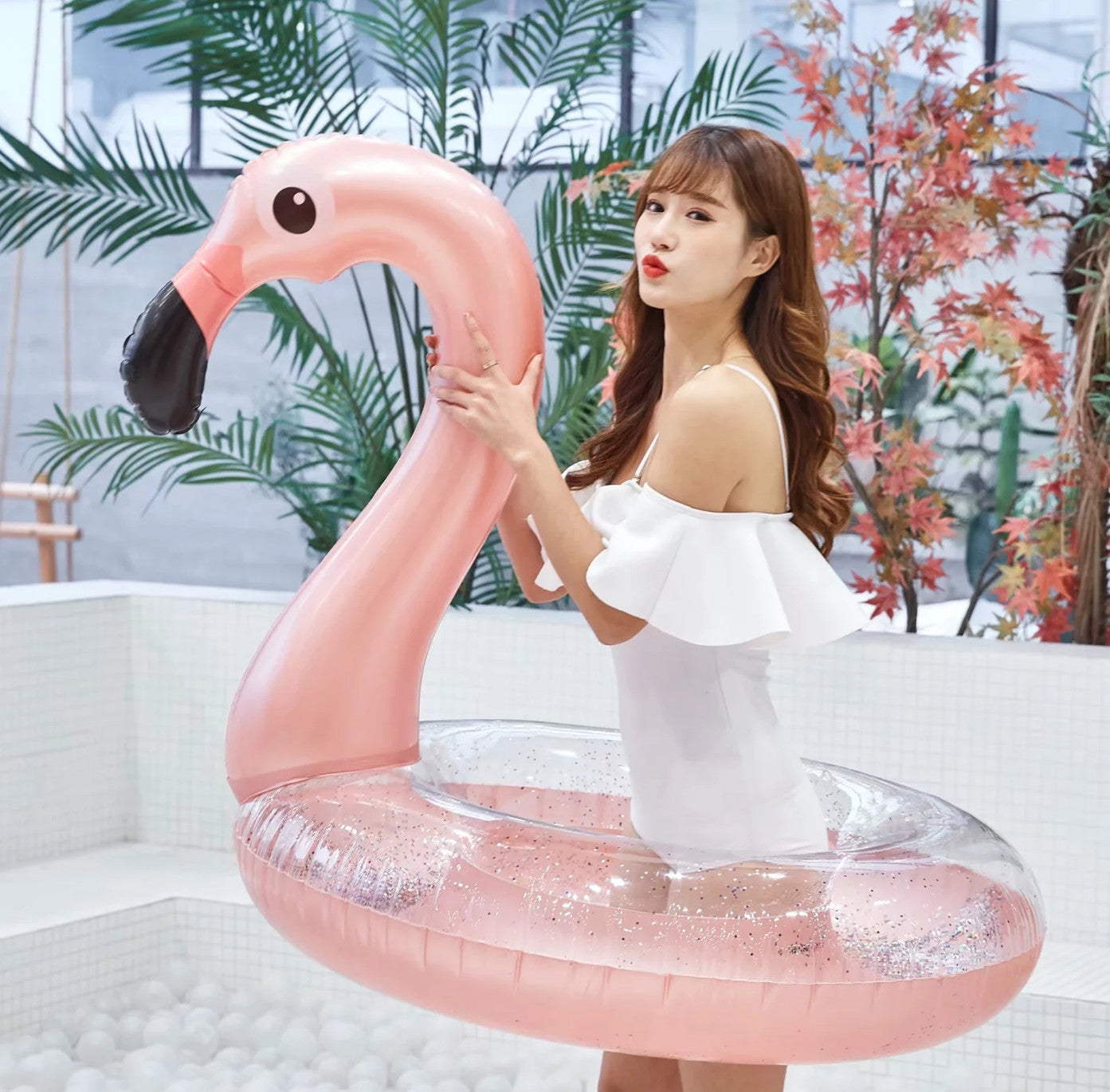 Flamingo Swimming Ring Floating Donut Summer Outdoor Activities Beach Party Inflatable Swimming Pool Toys CJD
