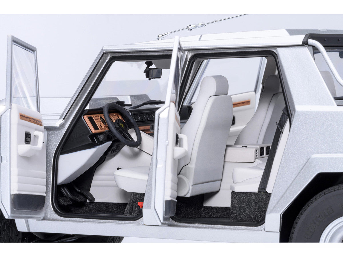Lamborghini LM002 Argento Silver Metallic with White Interior 1/18 Model Car by Autoart Autoart