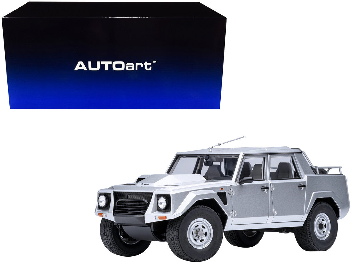 Lamborghini LM002 Argento Silver Metallic with White Interior 1/18 Model Car by Autoart Autoart