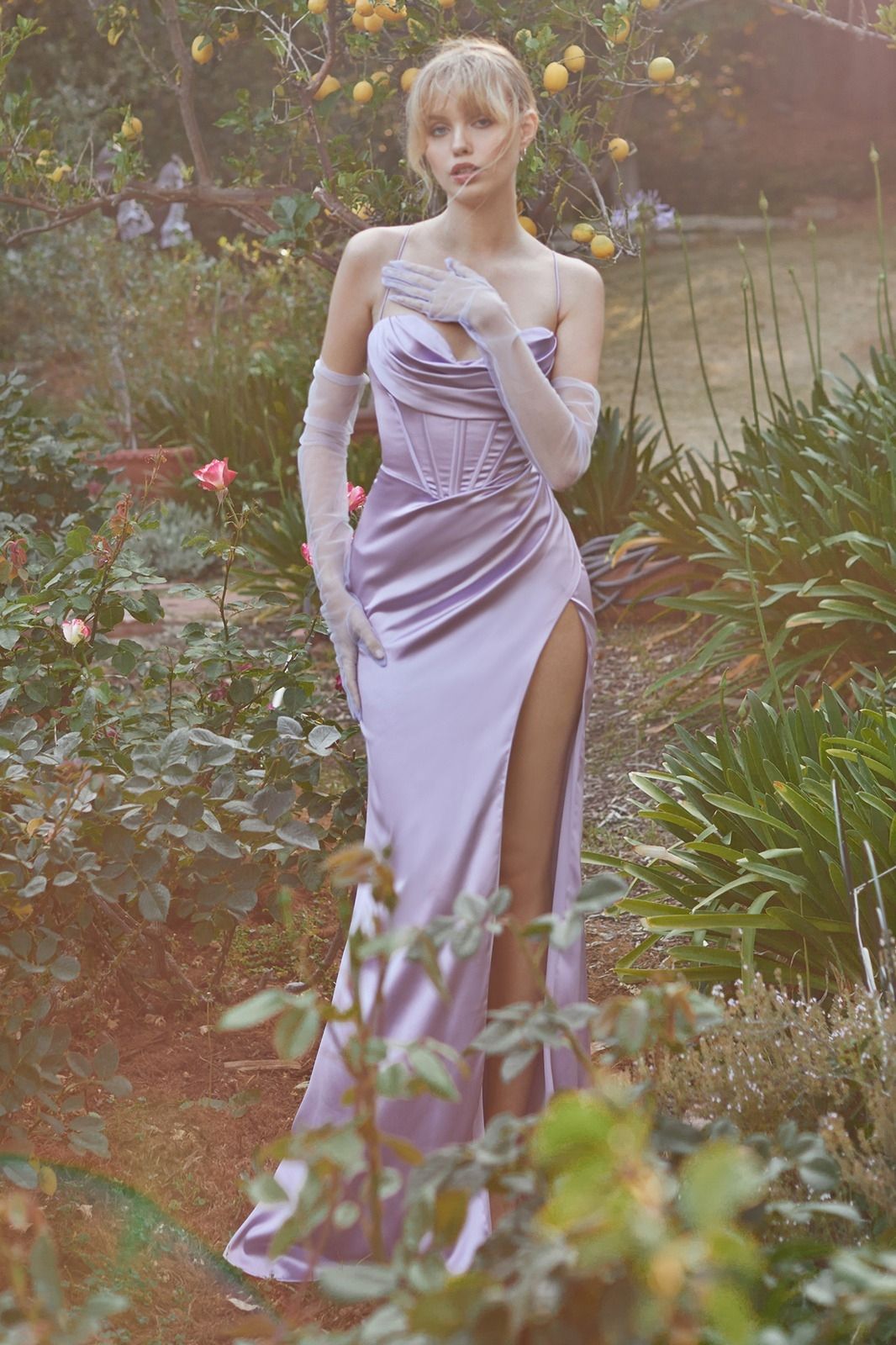 Corset Pleated Satin Gown Tux-USA