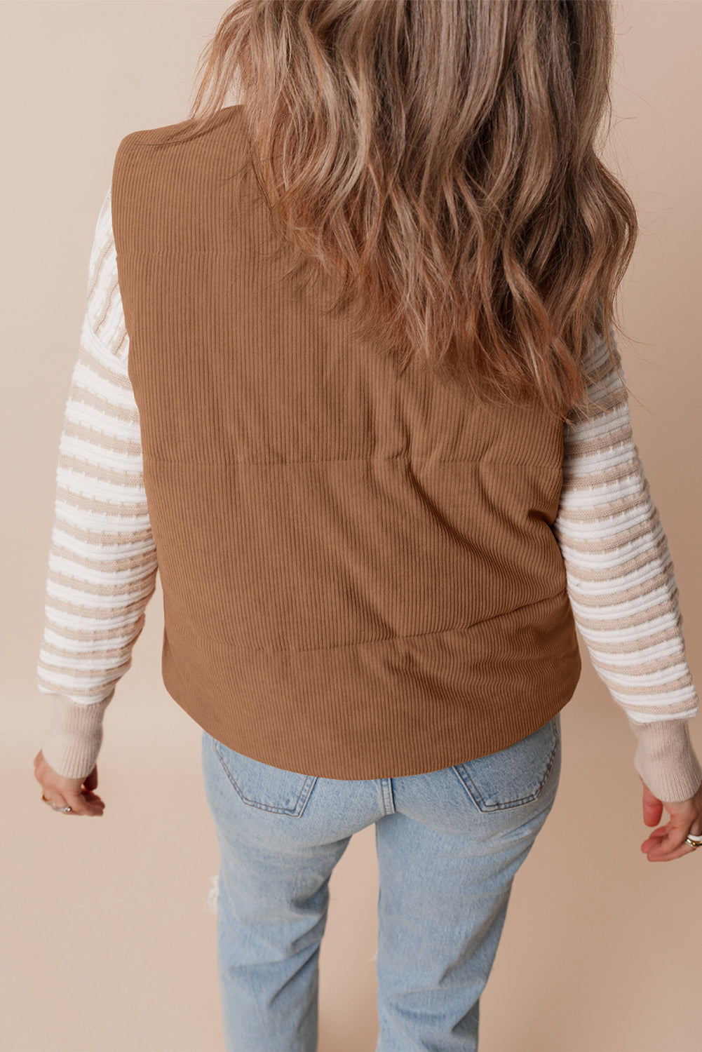 Natalia Corduroy Zipped Puffer Vest-1