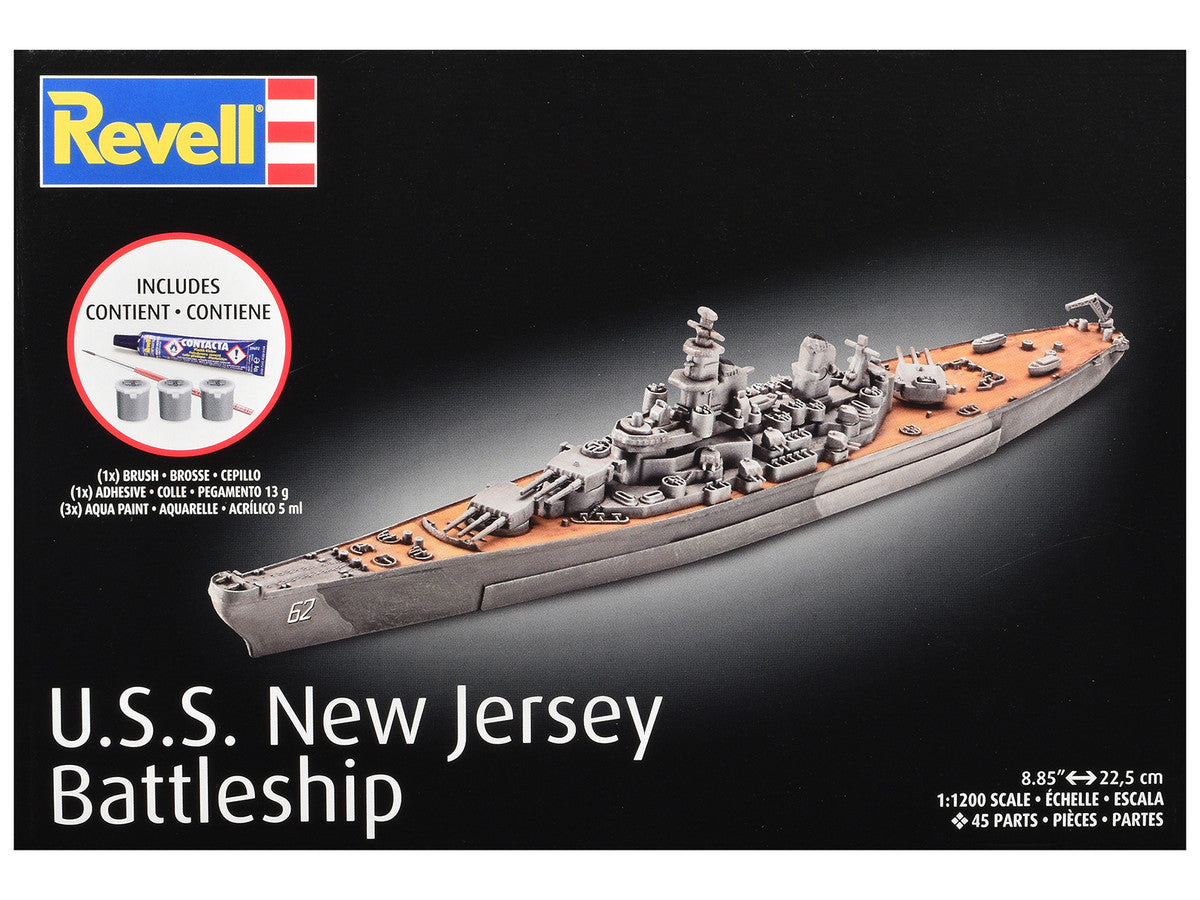 Level 4 Model Kit Battleship U.S.S. New Jersey All-Included Kit 1/1200 Scale Model by Revell Revell