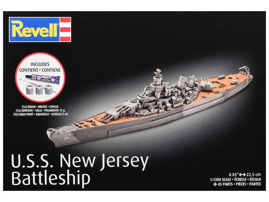 Level 4 Model Kit Battleship U.S.S. New Jersey All-Included Kit 1/1200 Scale Model by Revell Revell