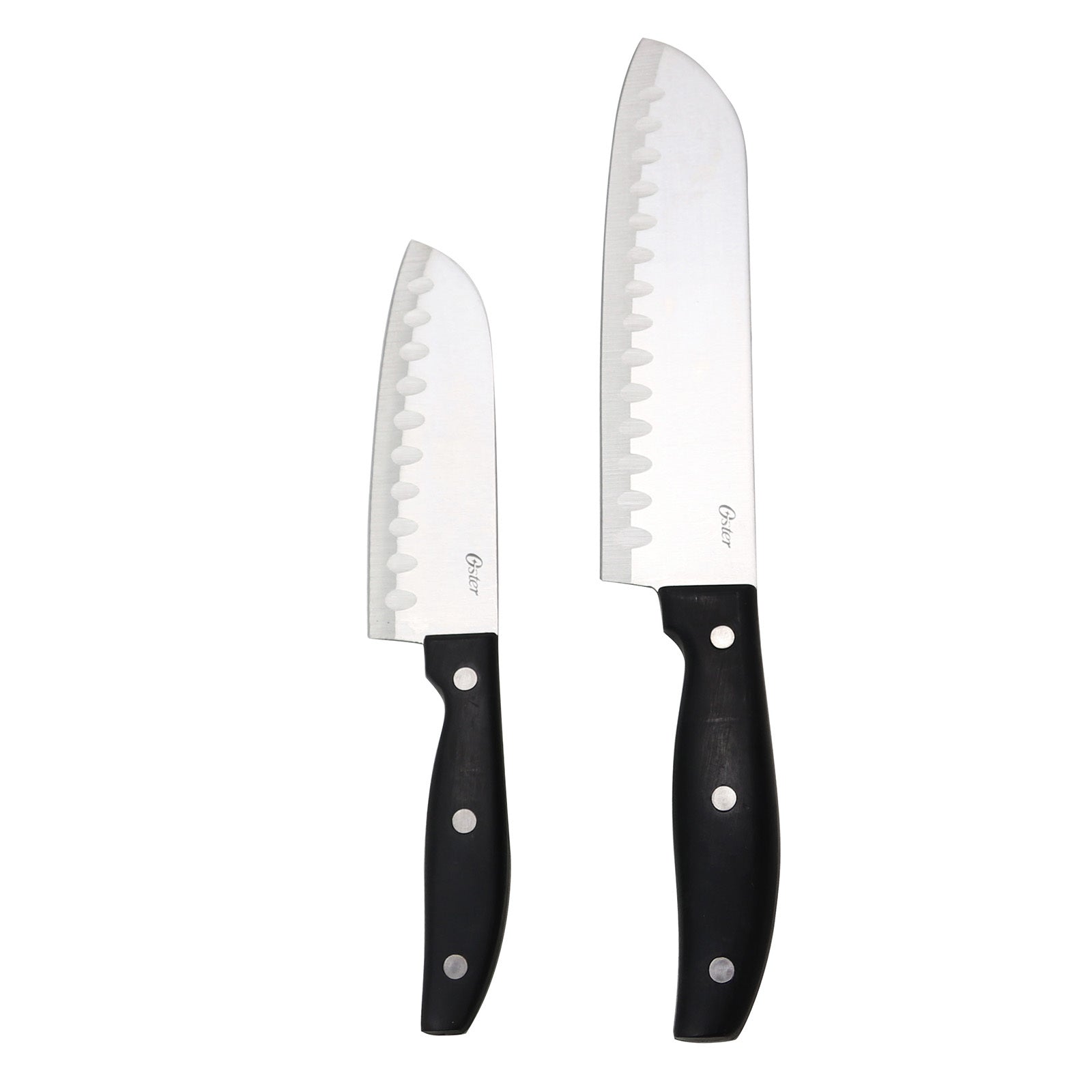 Oster Granger 2 Piece Stainless Steel Santoku Knife Set with Black Handles W2B