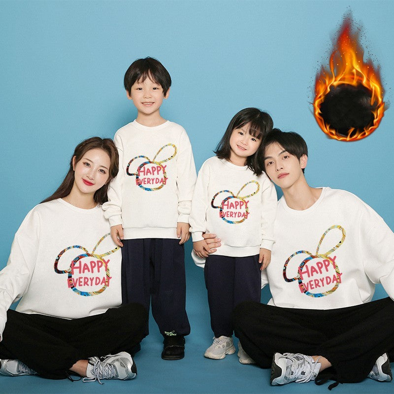 Trend Parent-child Outfit A Family Of Three Mother-daughter Outfit Plus Velvet Thickened Foreign Style Child Hoodie LadyShow.Store