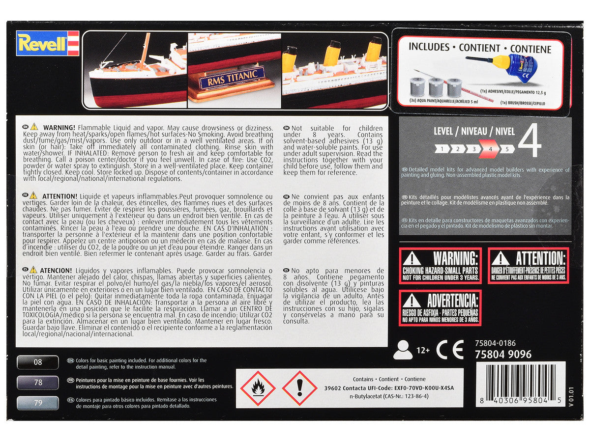 Level 4 Model Kit R.M.S. Titanic All-Included Kit 1/1200 Scale Model by Revell Revell
