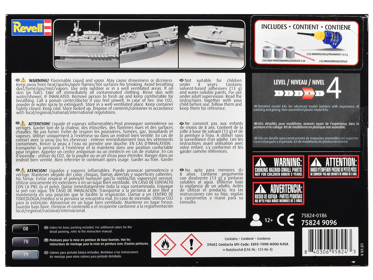Level 4 Model Kit U.S.S. Enterprise CV-6 Aircraft Carrier All-Included Kit 1/1200 Scale Model by Revell Revell