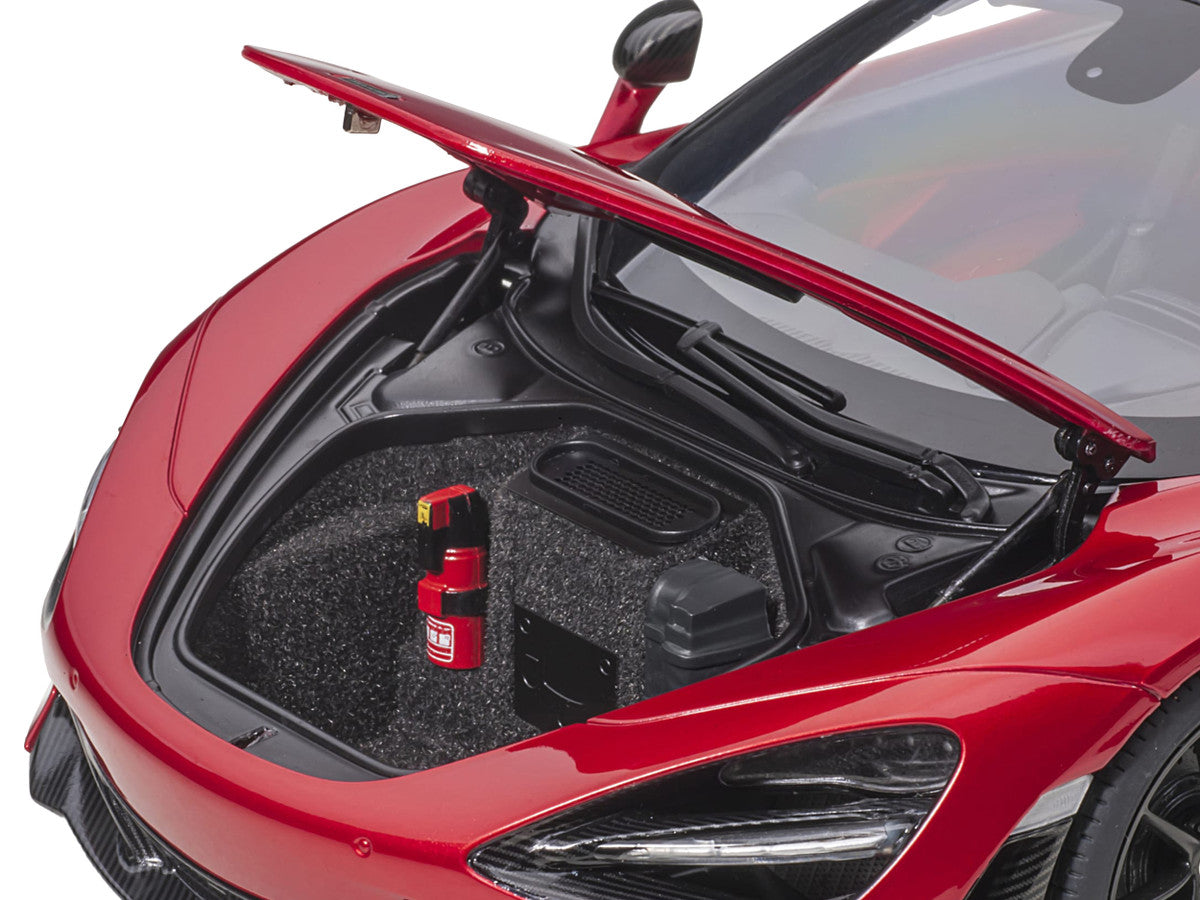 Mclaren 720S Memphis Red Metallic with Black Top and Carbon Accents 1/18 Model Car by Autoart Autoart