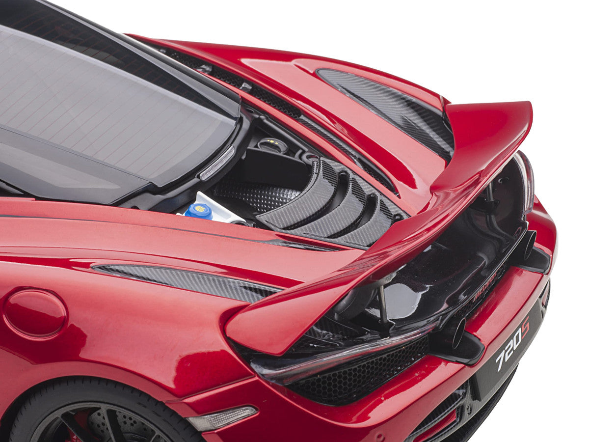 Mclaren 720S Memphis Red Metallic with Black Top and Carbon Accents 1/18 Model Car by Autoart Autoart