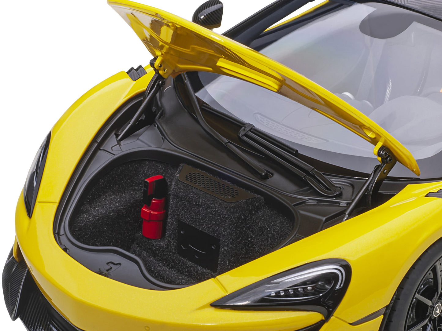 Mclaren 600LT Sicilian Yellow and Carbon 1/18 Model Car by Autoart