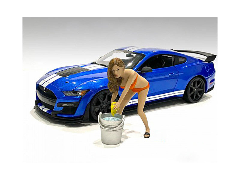 Cindy with a Bucket Bikini Car Wash Girl Figurine for 1/18 Scale Models by American Diorama American Diorama