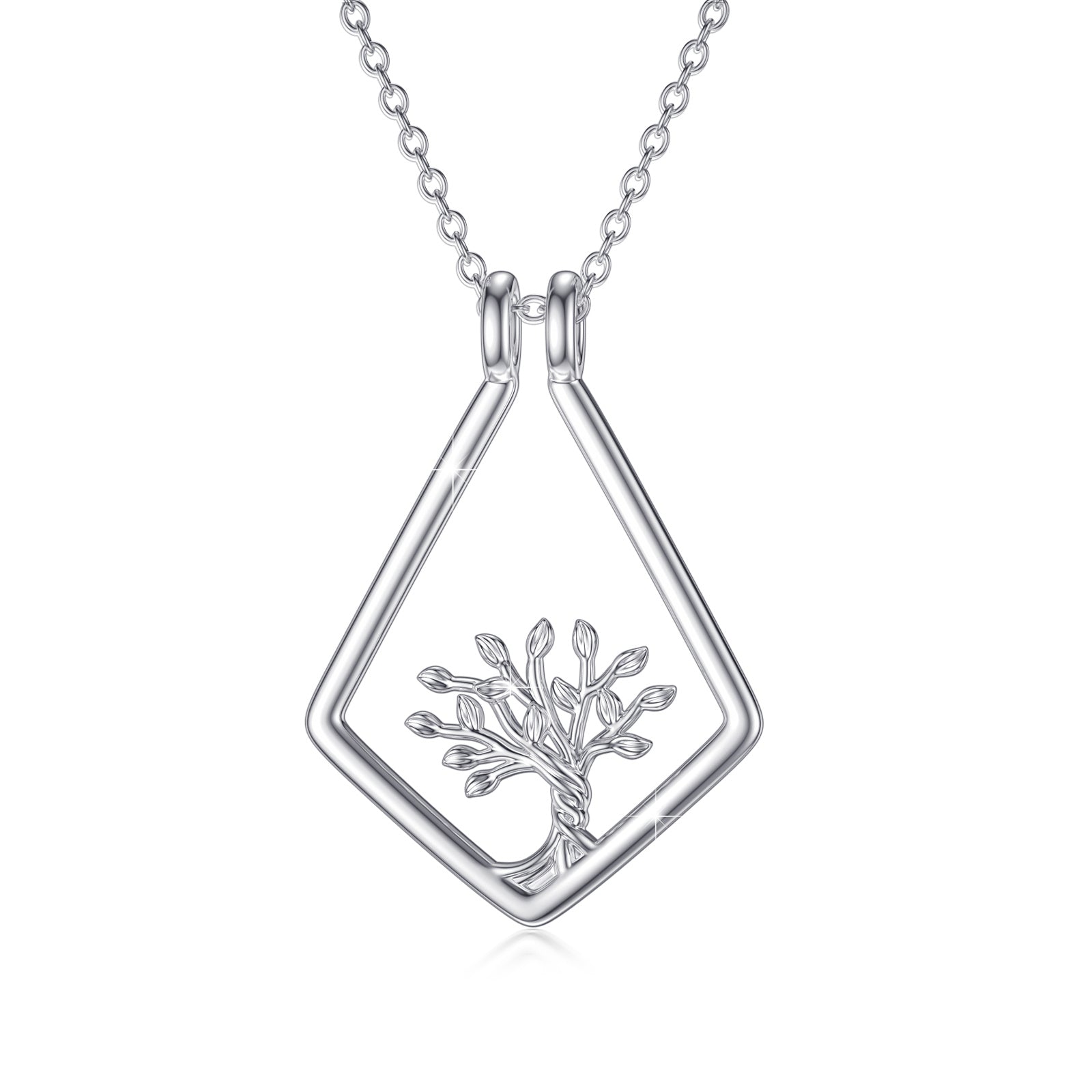 Tree of Life Ring Holder Pendant Necklace in 925 Sterling Silver LadyShow.Store