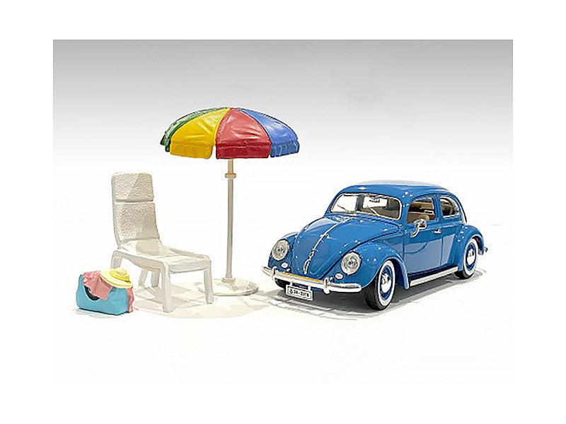 "Beach Girls" Accessories (Beach Chair and Beach Umbrella and Duffle Bag) for 1/18 Scale Models by American Diorama American Diorama