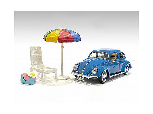 "Beach Girls" Accessories (Beach Chair and Beach Umbrella and Duffle Bag) for 1/18 Scale Models by American Diorama American Diorama