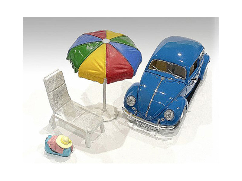 "Beach Girls" Accessories (Beach Chair and Beach Umbrella and Duffle Bag) for 1/18 Scale Models by American Diorama American Diorama