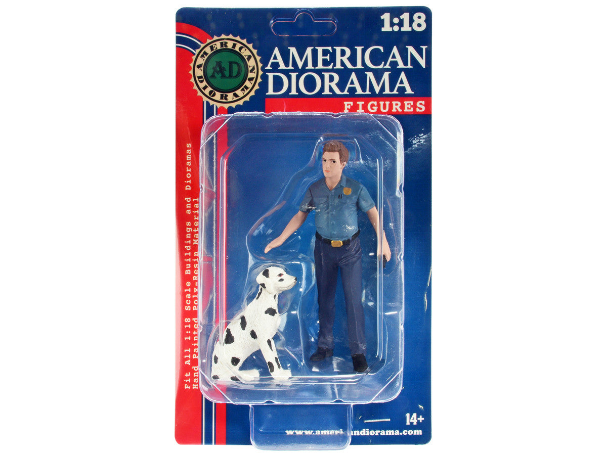 "Firefighters" Fire Dog Training Figures (Trainer and Dog) for 1/18 Scale Models by American Diorama American Diorama