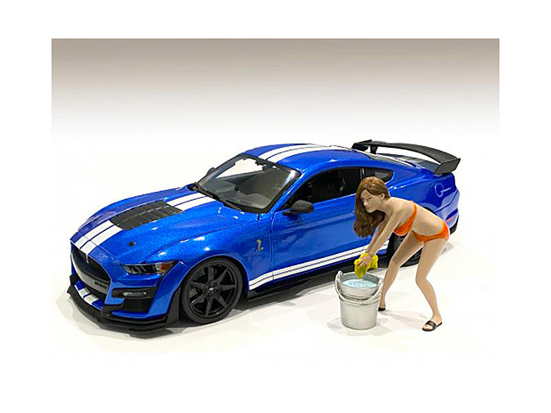 Cindy with a Bucket Bikini Car Wash Girl Figurine for 1/18 Scale Models by American Diorama American Diorama