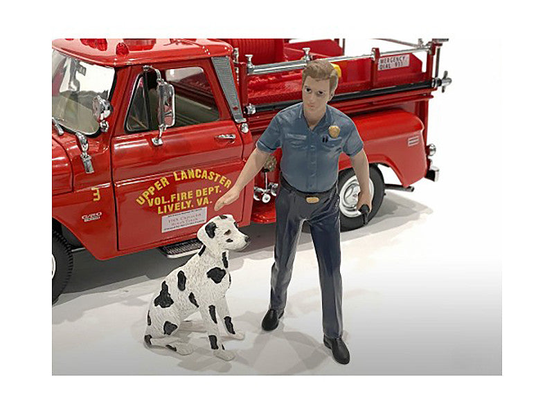 "Firefighters" Fire Dog Training Figures (Trainer and Dog) for 1/24 Scale Models by American Diorama American Diorama
