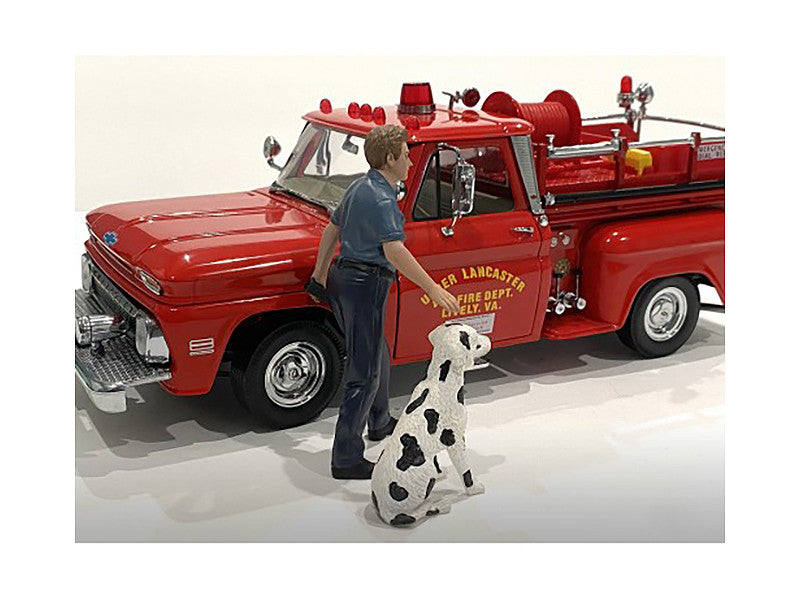 "Firefighters" Fire Dog Training Figures (Trainer and Dog) for 1/24 Scale Models by American Diorama American Diorama