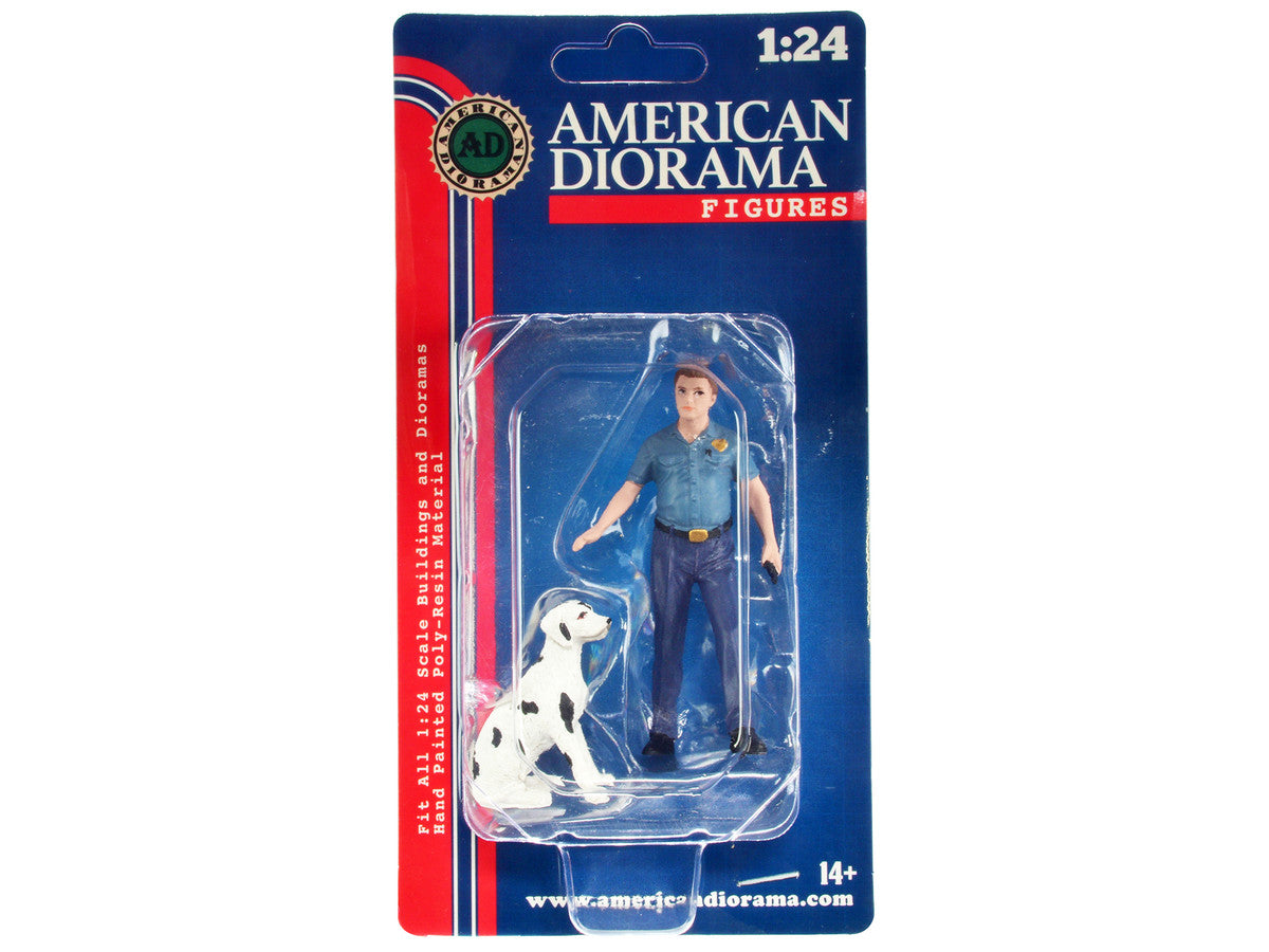 "Firefighters" Fire Dog Training Figures (Trainer and Dog) for 1/24 Scale Models by American Diorama American Diorama