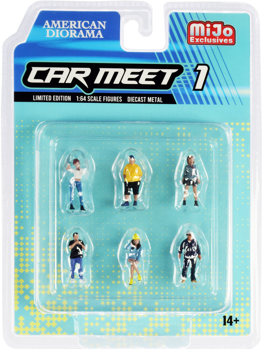 "Car Meet 1" 6 piece Diecast Figurine Set for 1/64 Scale Models by American Diorama-2