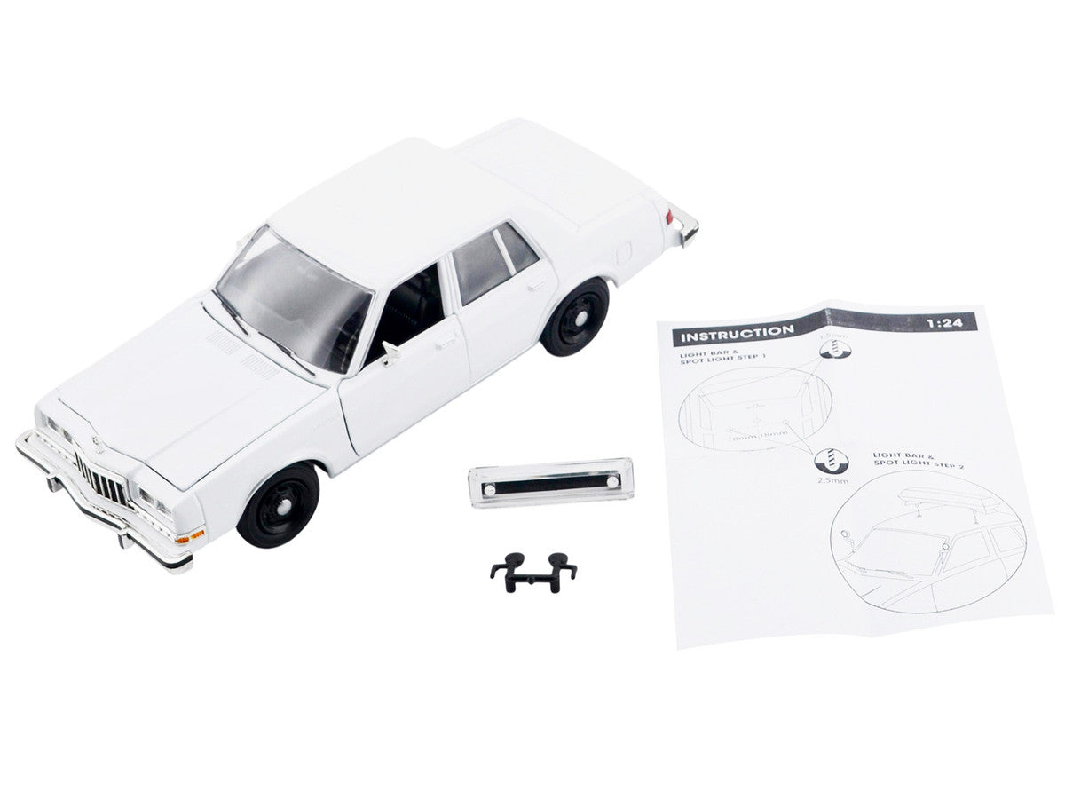 1986 Dodge Diplomat Police Car Unmarked White "Custom Builder's Kit" Series 1/24 Diecast Model Car by Motormax Motormax
