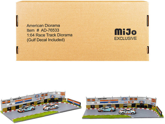 "Race Track Gulf Oil" Diorama with Decals for 1/64 Scale Models by American Diorama American Diorama