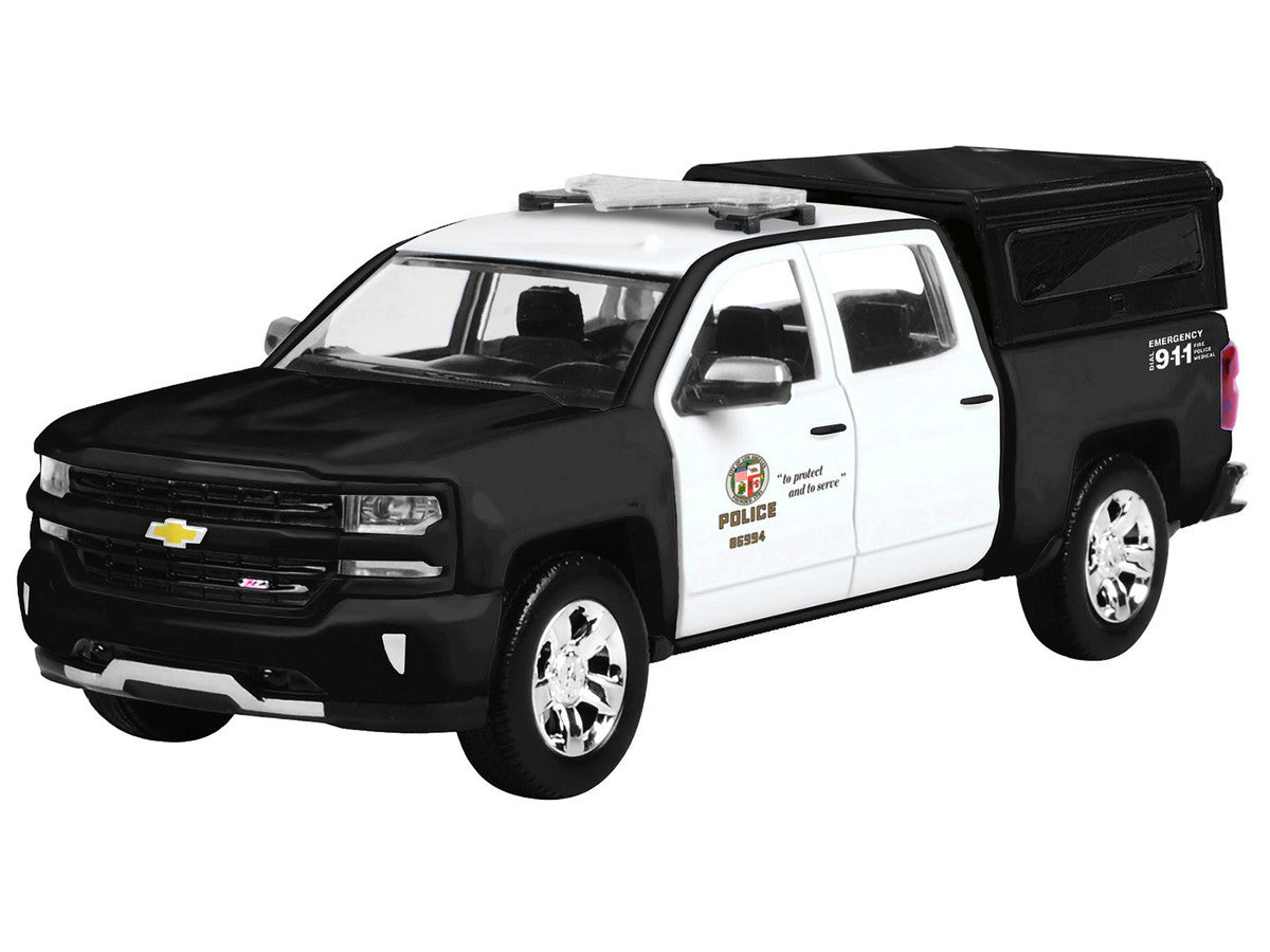 2017 Chevrolet Silverado 1500 LT Z71 Crew Cab Pickup Truck "Los Angeles Police Department" Black and White "Law Enforcement and Public Service" Series 1/27 Diecast Model Car by Motormax Motormax