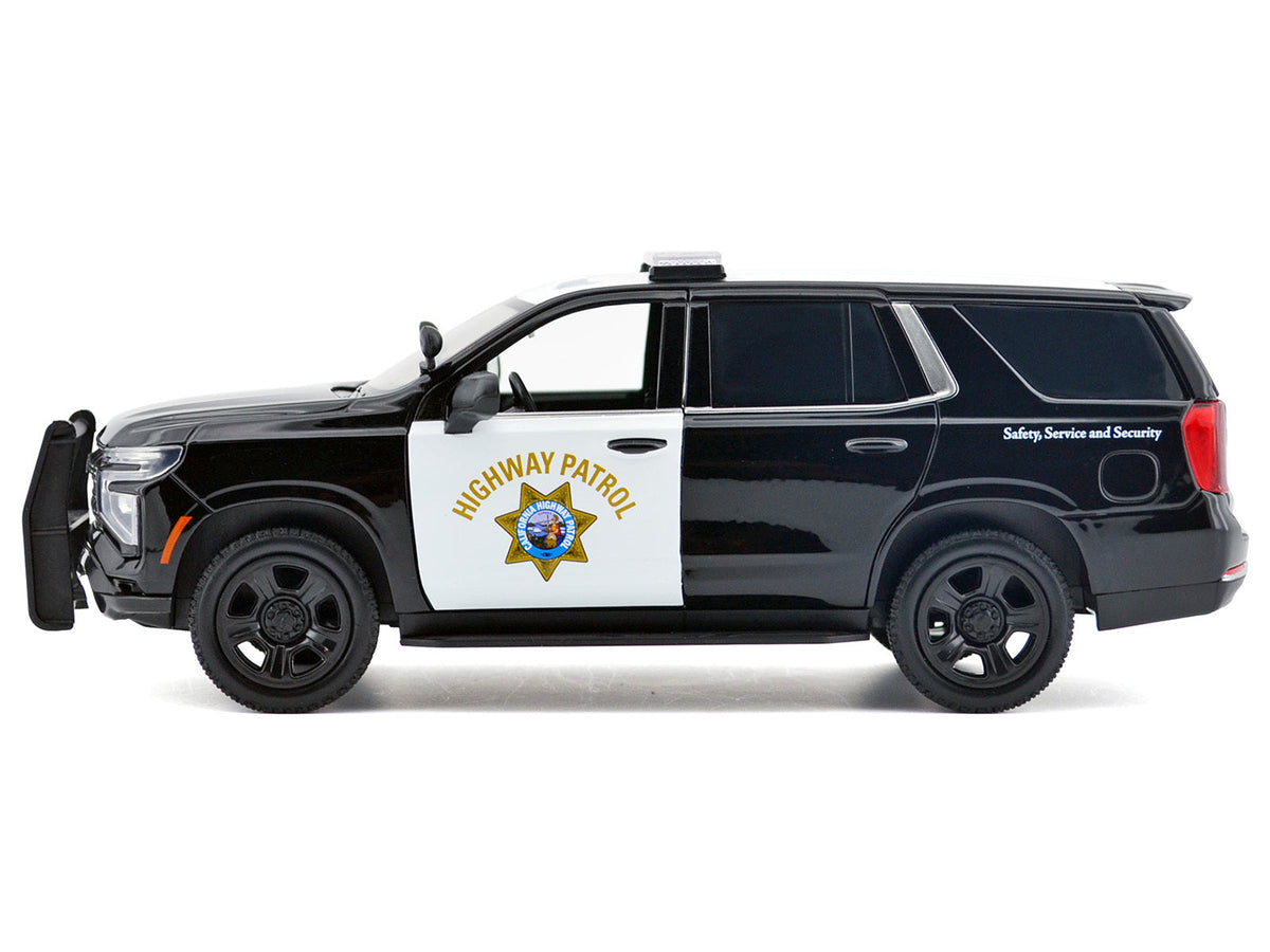 2025 Chevrolet Tahoe Police Pursuit Vehicle "California Highway Patrol" Black and White "Law Enforcement and Public Service" Series 1/24 Diecast Model Car by Motormax W2B