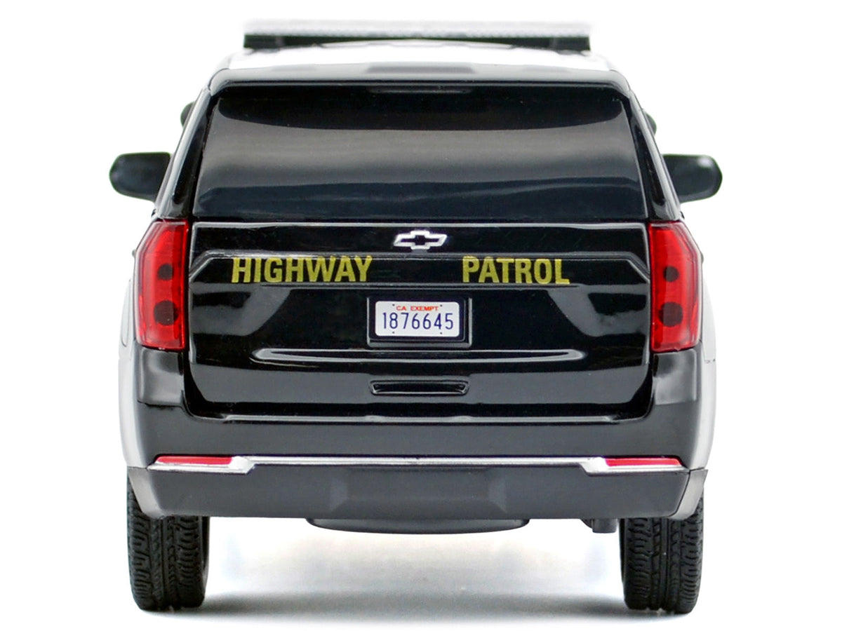 2025 Chevrolet Tahoe Police Pursuit Vehicle "California Highway Patrol" Black and White "Law Enforcement and Public Service" Series 1/24 Diecast Model Car by Motormax W2B