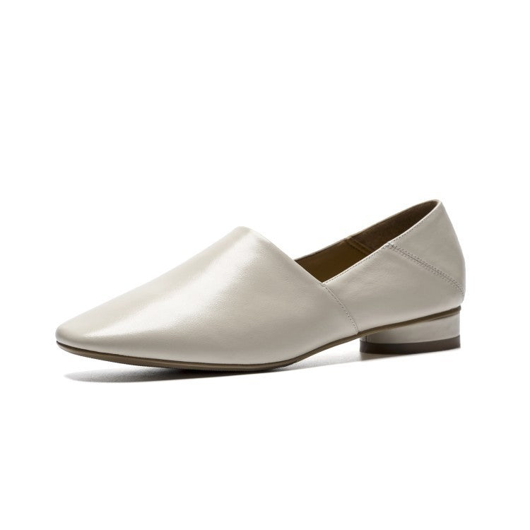 Women''s Shoes Flat Sole Square Head Deep Mouth Single Shoes LadyShow.Store