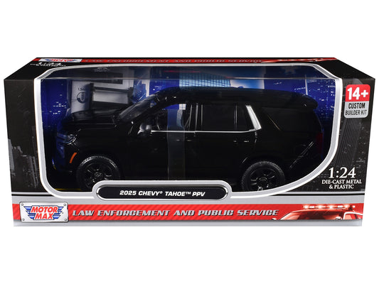 2025 Chevrolet Tahoe PPV Black "Custom Builder's Kit - Law Enforcement and Public Service" Series 1/24 Diecast Model Car by Motormax