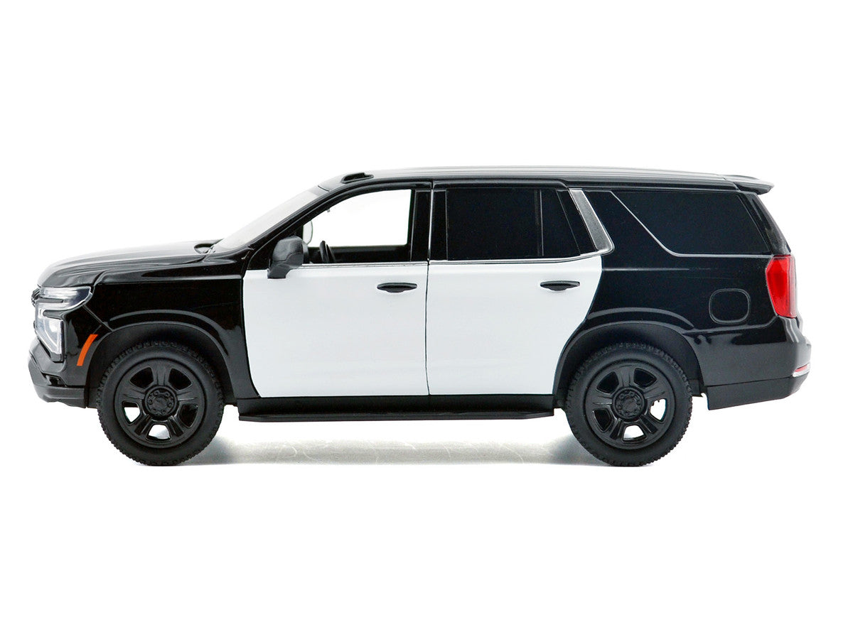 2025 Chevrolet Tahoe PPV Black and White "Custom Builder's Kit - Law Enforcement and Public Service" Series 1/24 Diecast Model Car by Motormax Motormax