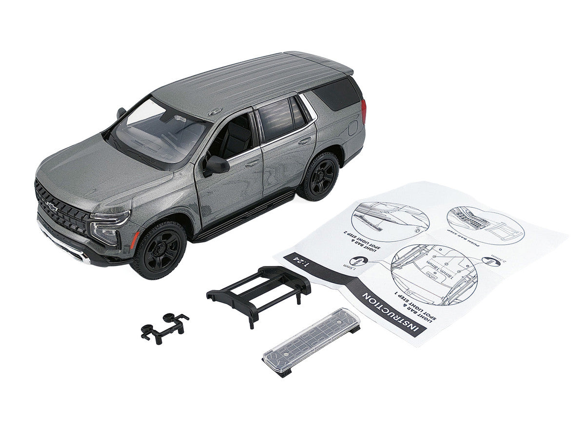2025 Chevrolet Tahoe PPV Dark Gray Metallic "Custom Builder's Kit - Law Enforcement and Public Service" 1/24 Diecast Model Car by Motormax Motormax