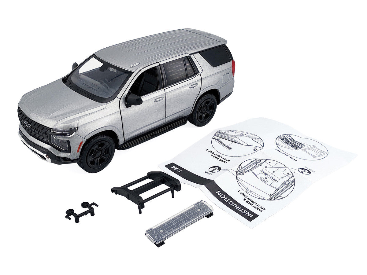 2025 Chevrolet Tahoe PPV Silver Metallic "Custom Builder's Kit - Law Enforcement and Public Service" Series 1/24 Diecast Model Car by Motormax Motormax