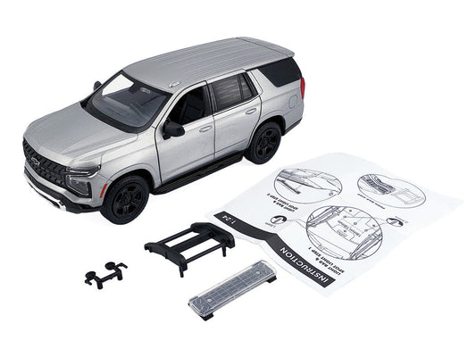 2025 Chevrolet Tahoe PPV Silver Metallic "Custom Builder's Kit - Law Enforcement and Public Service" Series 1/24 Diecast Model Car by Motormax Motormax