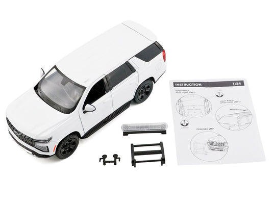 2025 Chevrolet Tahoe PPV White "Custom Builder's Kit - Law Enforcement and Public Service" Series 1/24 Diecast Model Car by Motormax-1
