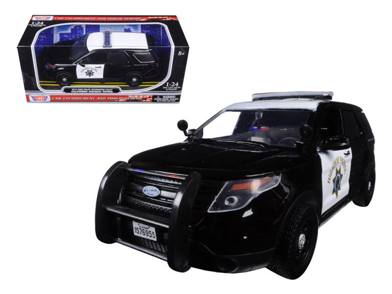2015 Ford Interceptor Police Utility "California Highway Patrol" (CHP) Black and White 1/24 Diecast Model Car by Motormax Motormax