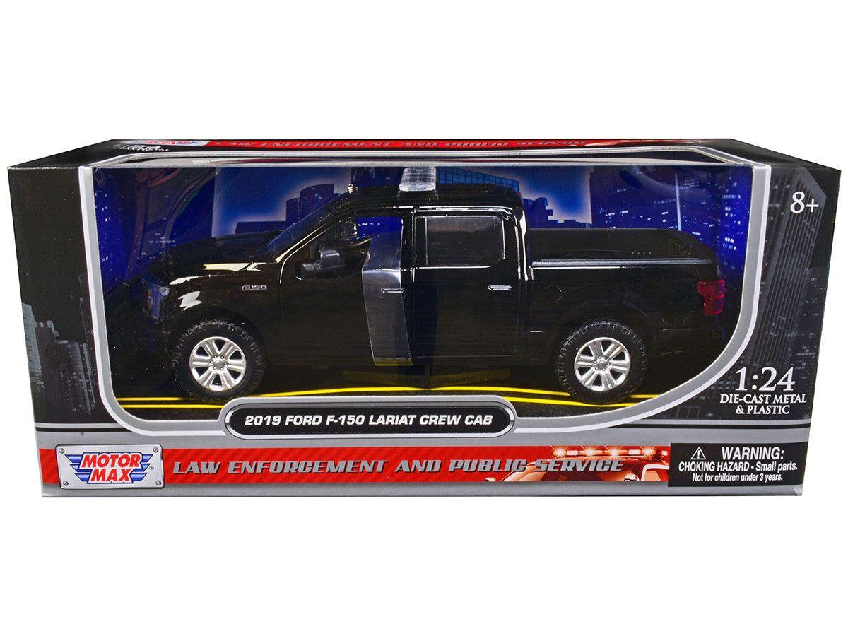 2019 Ford F-150 Lariat Crew Cab Pickup Truck Unmarked Plain Black "Law Enforcement and Public Service" Series 1/24 Diecast Model Car by Motormax Motormax