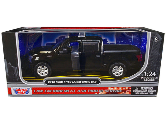 2019 Ford F-150 Lariat Crew Cab Pickup Truck Unmarked Plain Black "Law Enforcement and Public Service" Series 1/24 Diecast Model Car by Motormax Motormax