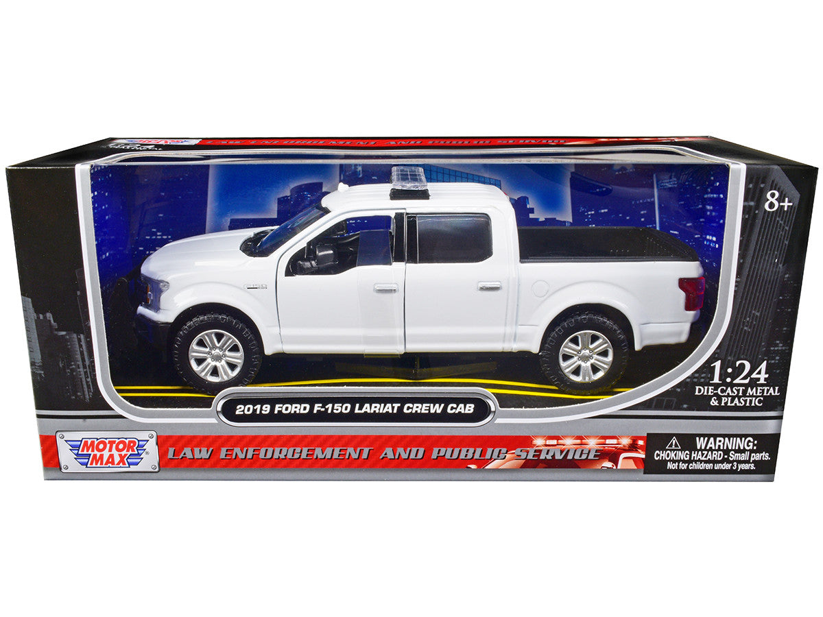 2019 Ford F-150 Lariat Crew Cab Pickup Truck Unmarked Plain White "Law Enforcement and Public Service" Series 1/24 Diecast Model Car by Motormax-0