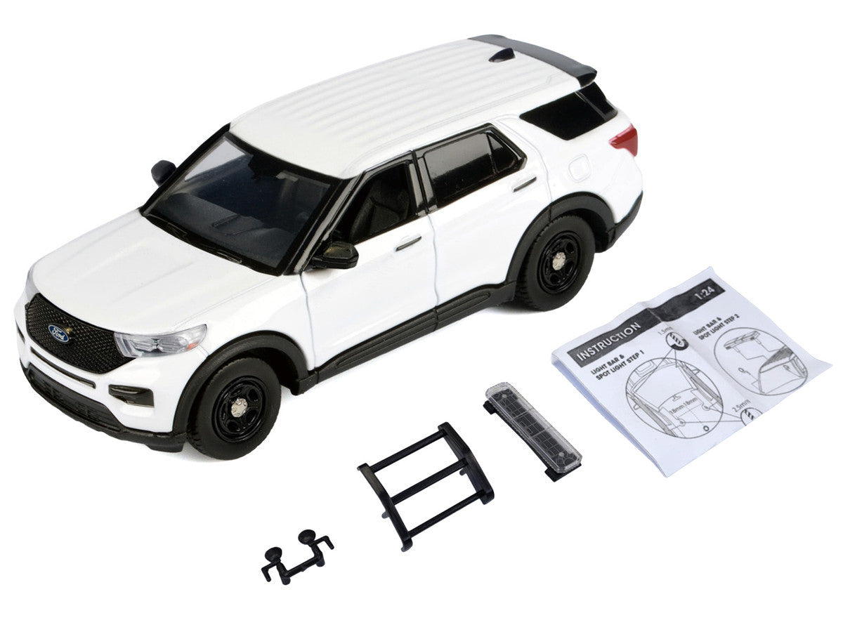 2022 Ford Police Interceptor Utility Unmarked White "Builder's Kit" "Law Enforcement and Public Service" Series 1/24 Diecast Model Car by Motormax Motormax