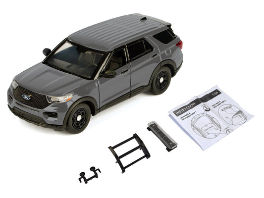 2022 Ford Police Interceptor Utility Unmarked Gray Metallic "Builder's Kit" "Law Enforcement and Public Service" Series 1/24 Diecast Model Car by Motormax Motormax
